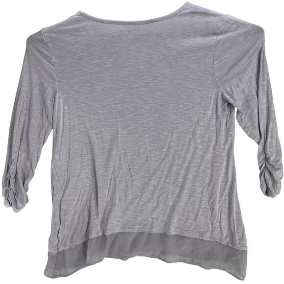 Style co Womens Top Size M Purple Rayon Stretch Lightweight V-Neck Sheer Trim - Picture 3 of 6